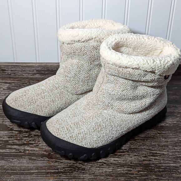 Bogs Women's B-Moc Chevron Beige Waterproof Cozy Slipper Boots Size 7 - Picture 3 of 6